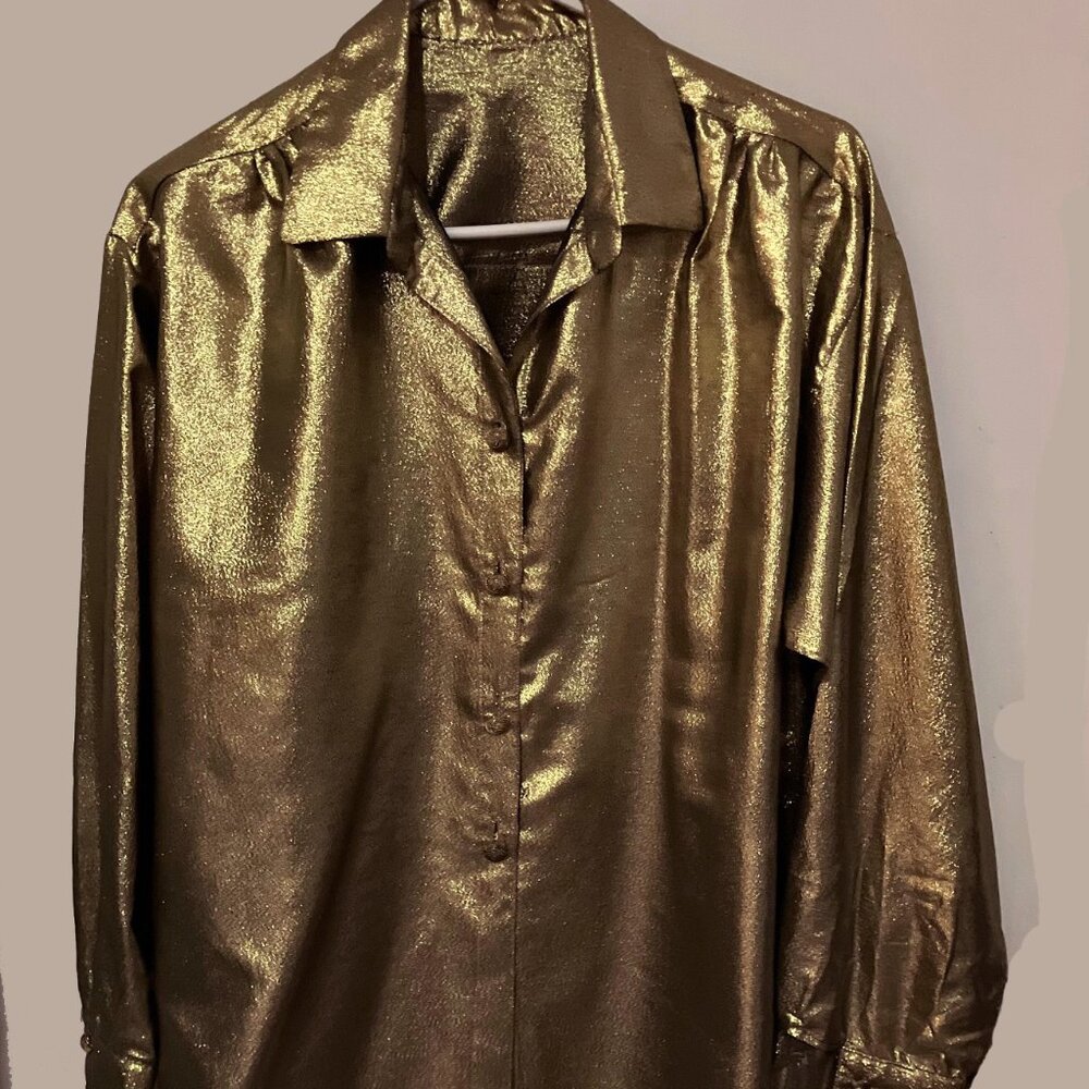 Gold Lame blouse, handmade by a professional seamstress in the 90's